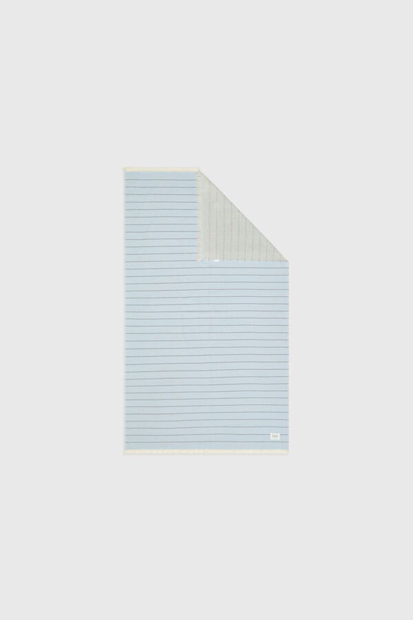 Textura Doppelseitiges Handtuch aus Stoff und Frottee Blau