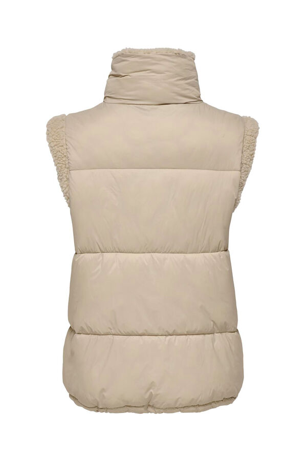 Only Maternity Quilted maternity vest with faux shearling brown