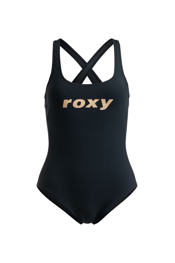 Womensecret Women's one-piece swimsuit with crossed straps - ROXY Active  fekete