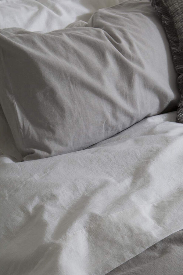 Textura S&aacute;bana lino algod&oacute;n. Cama 135-140cm. blanco