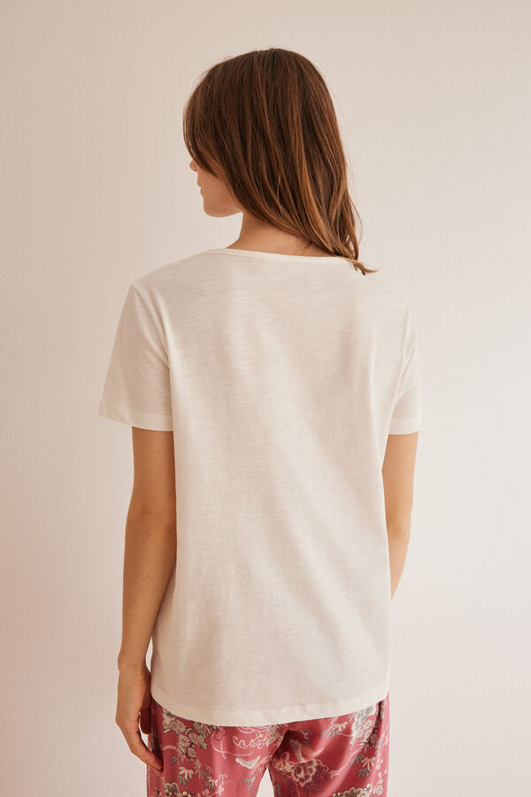 Womensecret T-shirt évasé 100 % coton beige manches courtes beige