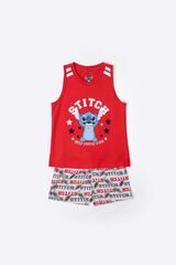 Admas Pijama corto Stitch university rojo