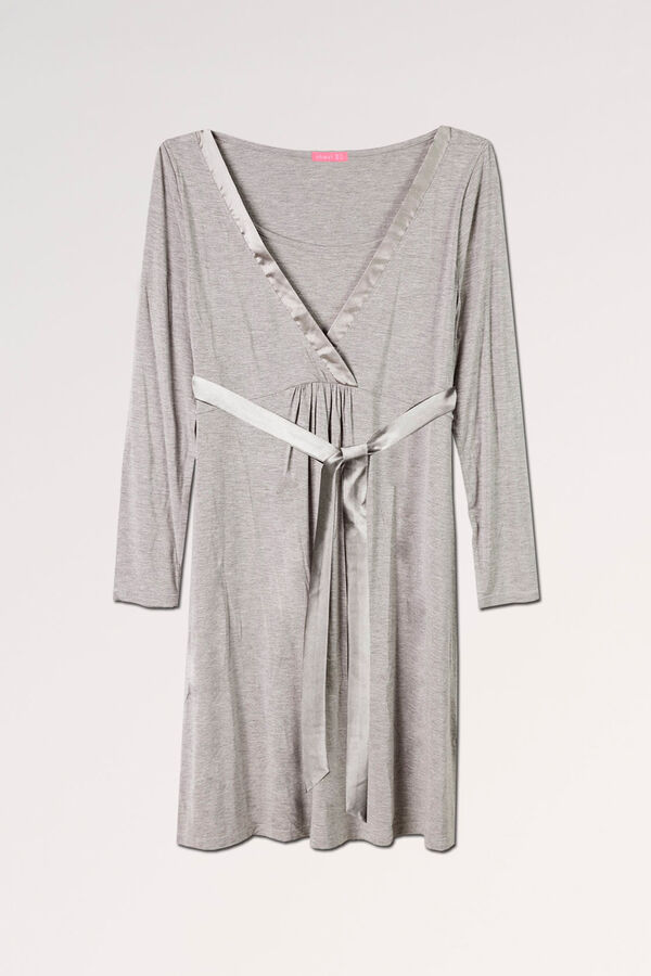 Womensecret Camisa de dormir de amamentação com fita cetim cinzento