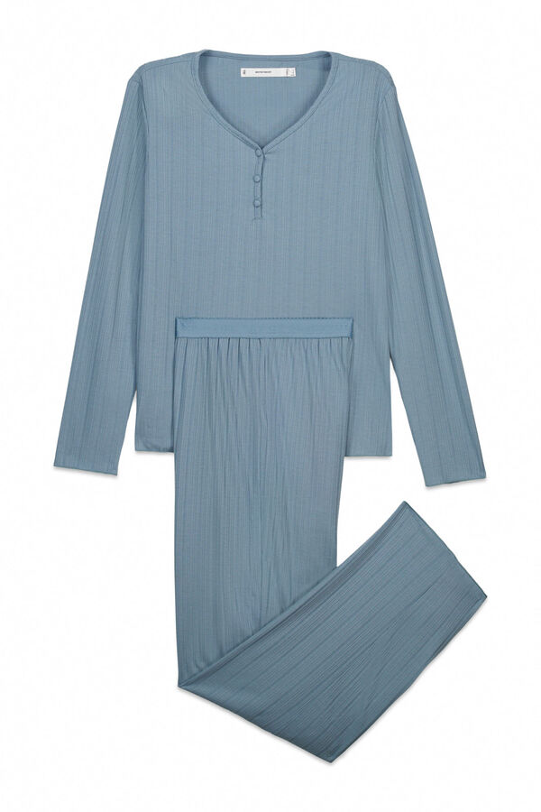 Women'secret Zelena pointelle duga pidžama Plava