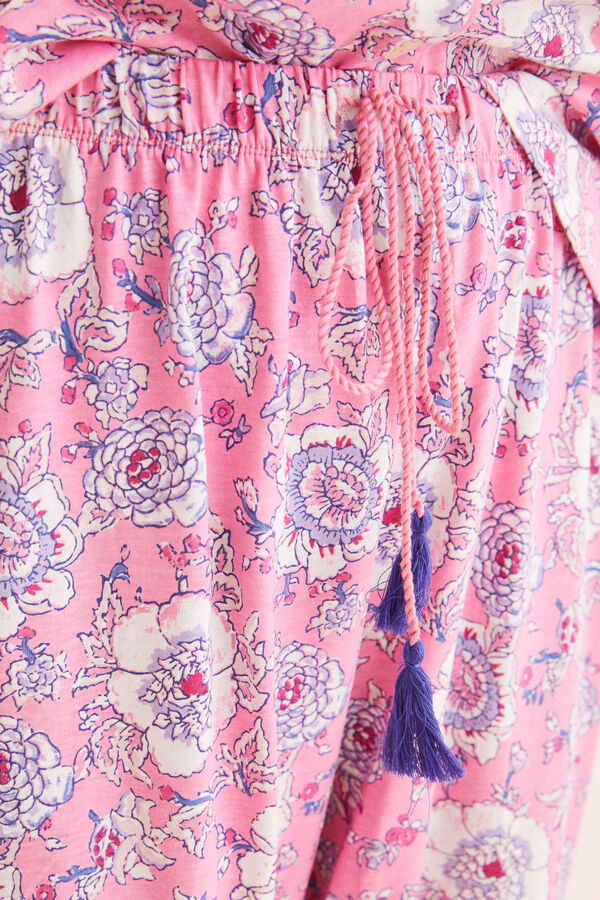 Womensecret Pijama camisero 100% algodón estampado rosa rosa