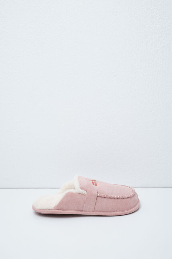 Women'secret Pink lined loafer slippers pink