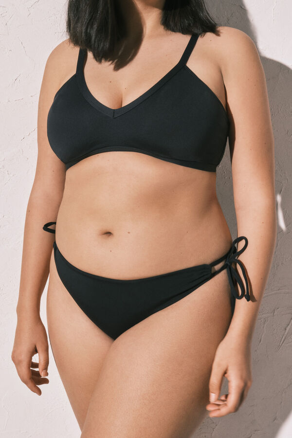 Women'secret Black classic side tie bikini bottoms black