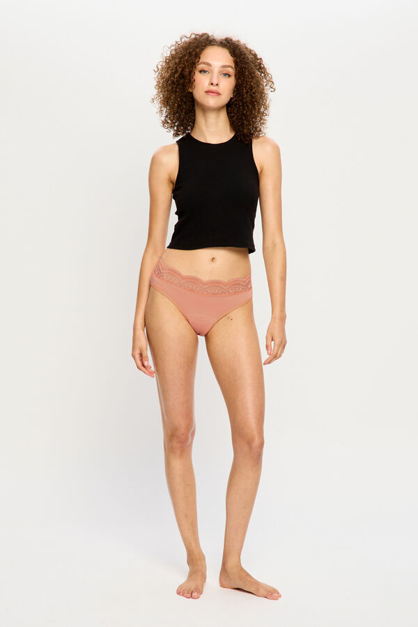 Modibodi Braga Menstrual Encaje Bamb&uacute; Flujo Abundante Peach coral