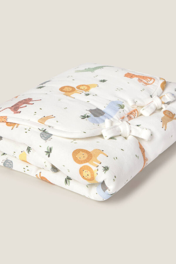 Textura Cambiador de algod&oacute;n jungla blanco