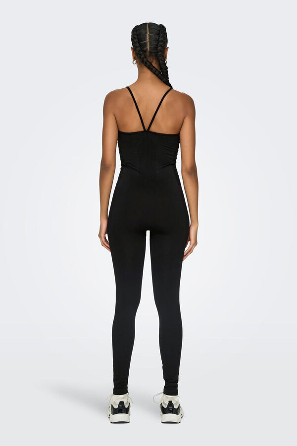 Womensecret Seamless black jumpsuit with straps Crna