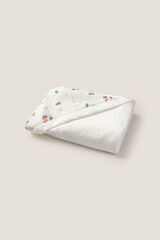 Textura Toalla capucha estampado casitas blanco