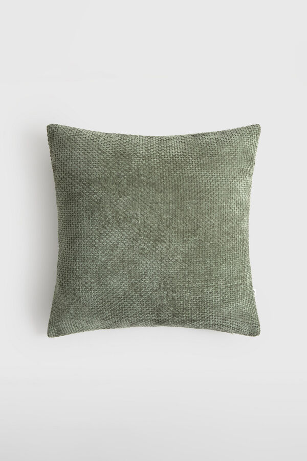 Textura Textured chenille cushion case green