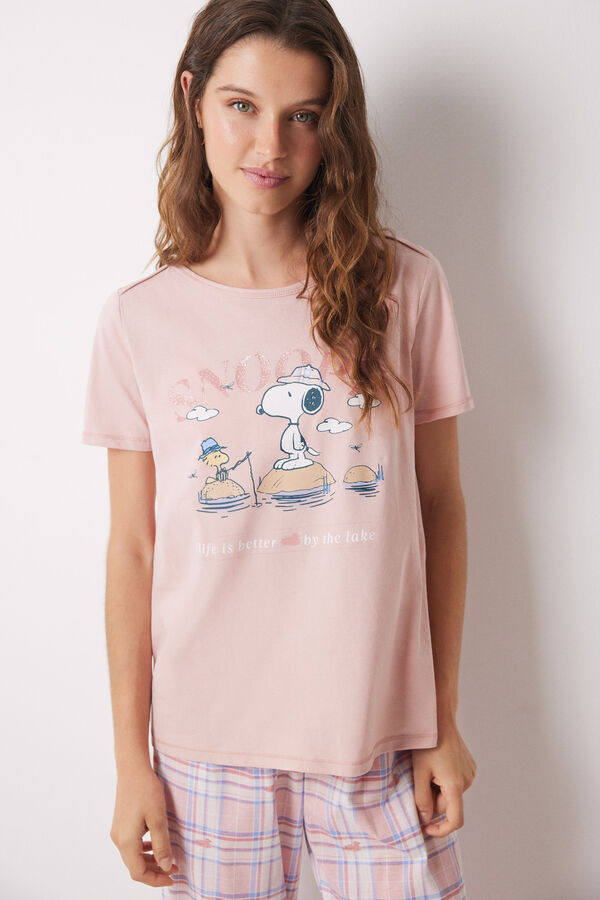 Womensecret Pijama 100% algodón rosa Snoopy rosa