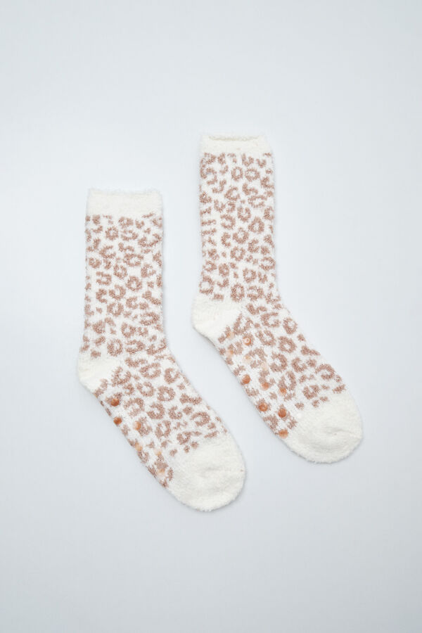 Women'secret Dark grey animal print long socks grey