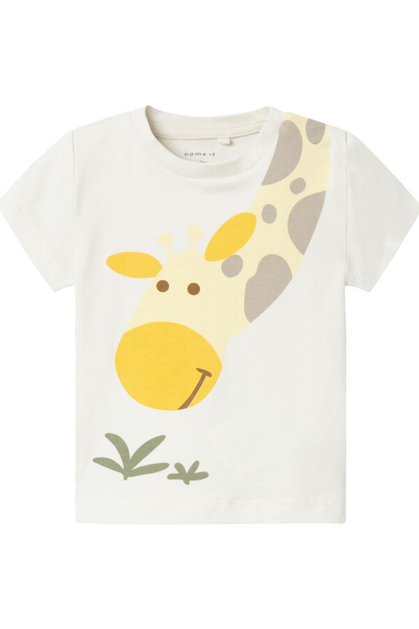 Womensecret Baby boys' short-sleeved giraffe T-shirt blanc