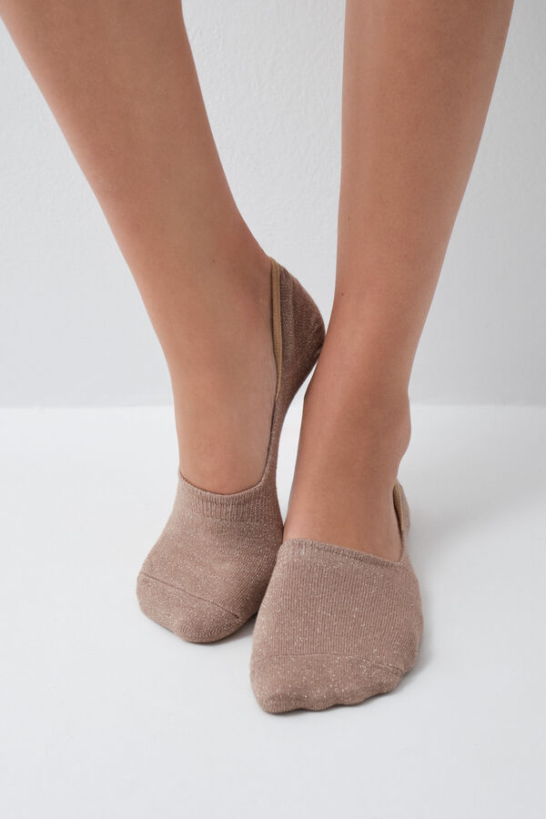 Women'secret Brown 3-pack logo no-show socks nude