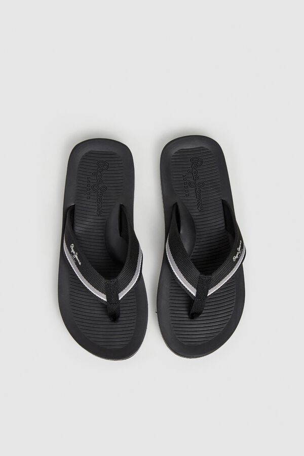 Pepe Jeans Striped two-tone fabric strap sandals black