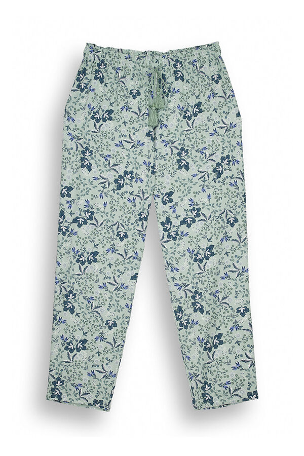 Womensecret Pantalon carotte en viscose imprimé fleurs vert