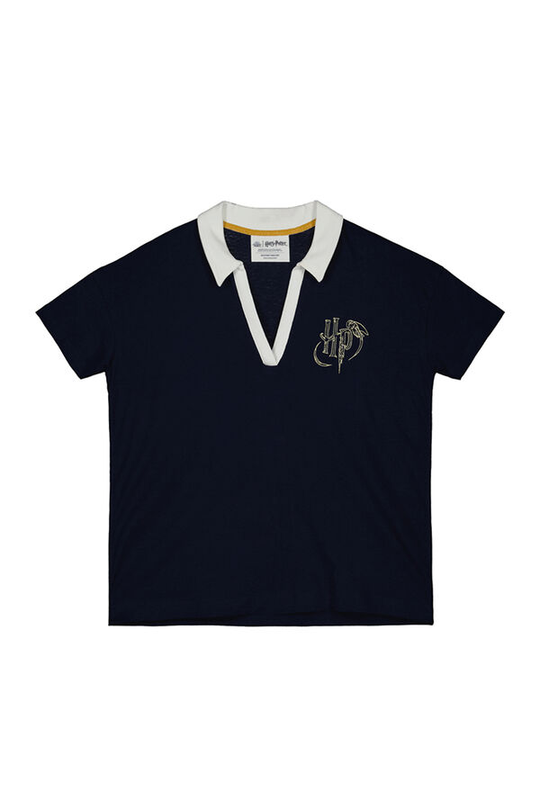 Womensecret Harry Potter-mintás, matrózkék rövid ujjú galléros póló, 100% pamutból kék