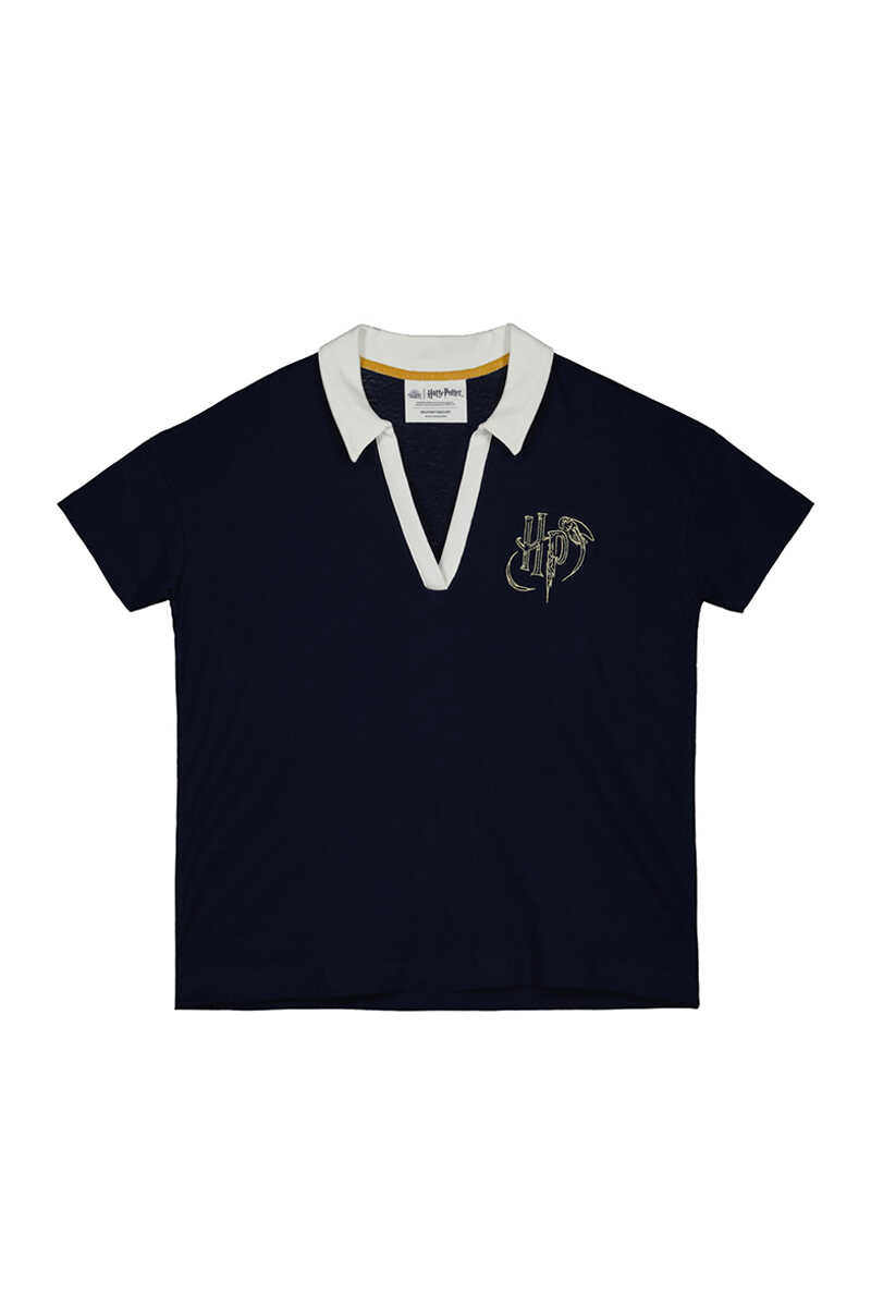 Womensecret Navy blue Harry Potter short-sleeved polo shirt in 100% cotton blue