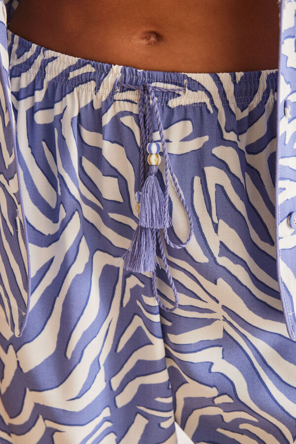 Womensecret Pijama camisero Capri cebra azul estampado