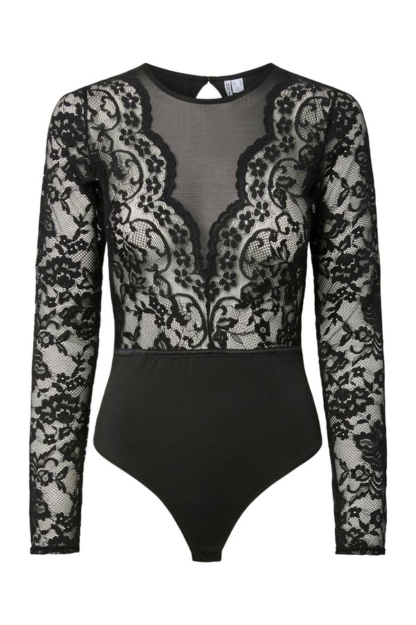 Pieces Lace long sleeve body noir