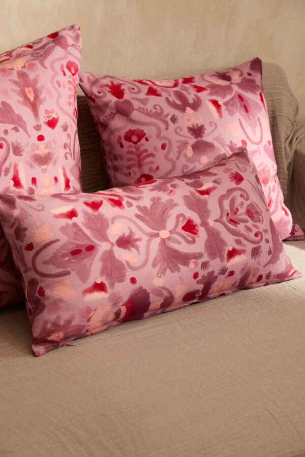Calma House Rectangular cushion case with floral print Pina pink