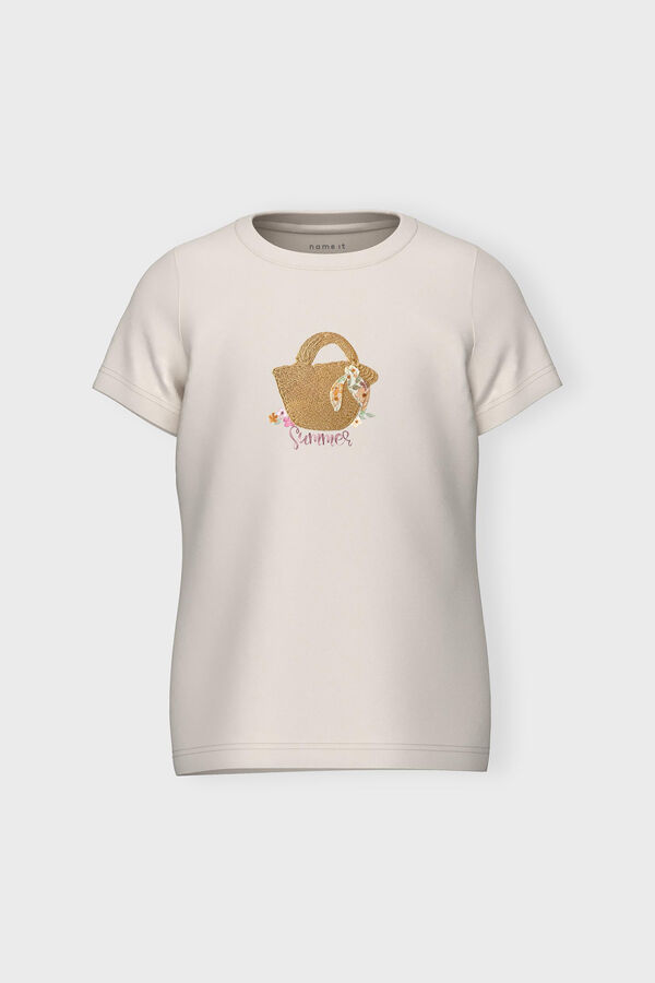 Womensecret Girls' T-shirt with 3D details Bijela