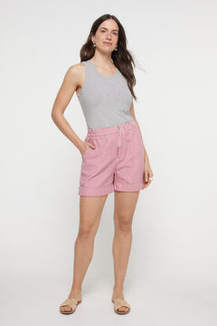 Womensecret Stripe print denim shorts burgundy