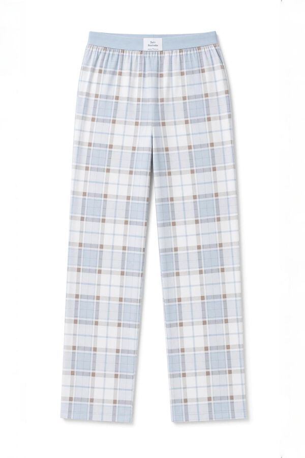 Women'secret Duge pamučne karirane pantalone Print