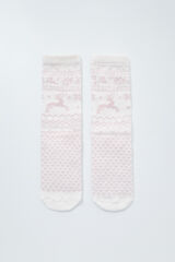 Women'secret Blue jacquard long socks pink