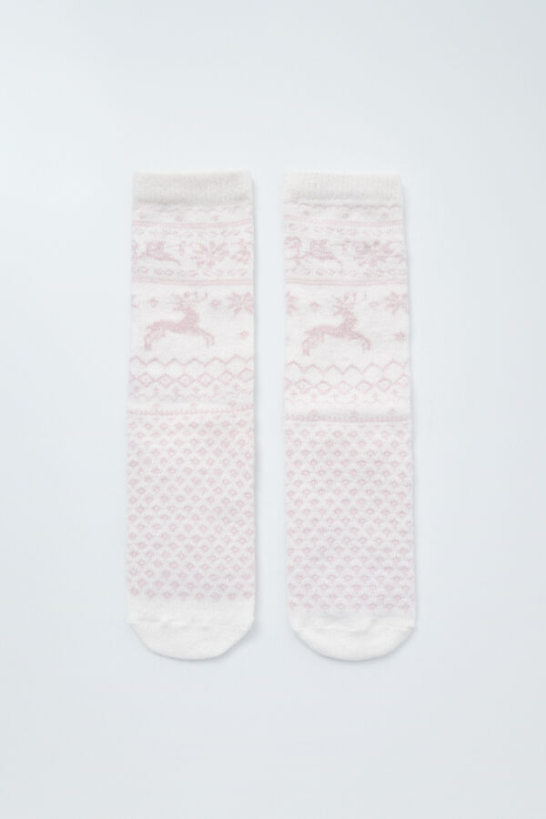 Women'secret Blue jacquard long socks pink
