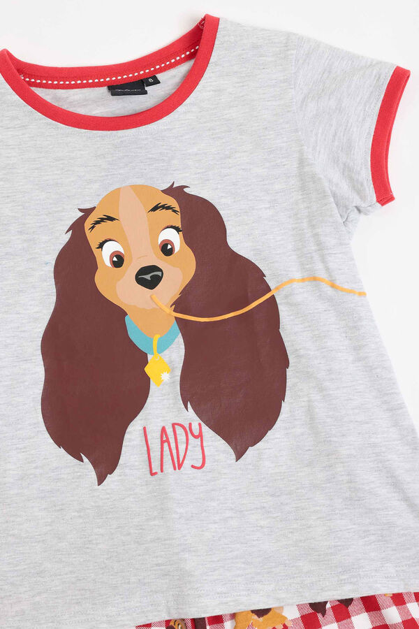 Admas Ladynd the tramp Disney short pajamas red