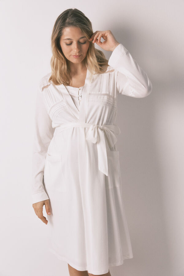 Women'secret White cotton midi robe maternity beige