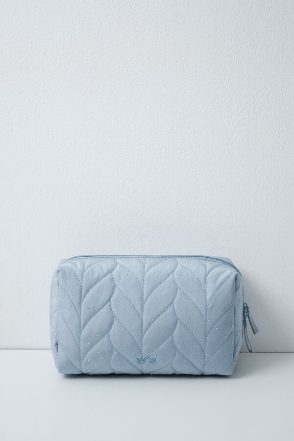 Women'secret Trousse de toilette portefeuille grande matelass&eacute;e bleue bleu