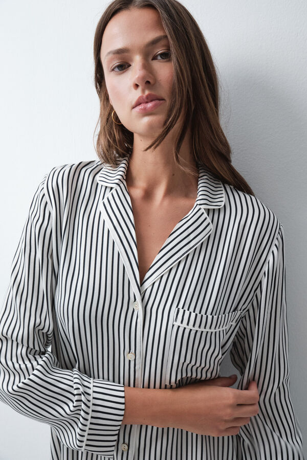 Women'secret Black and white striped classic pyjamas black
