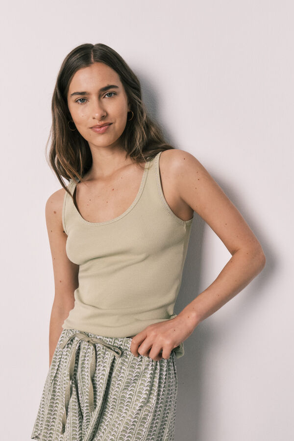 Women'secret Green cotton short pyjamas beige