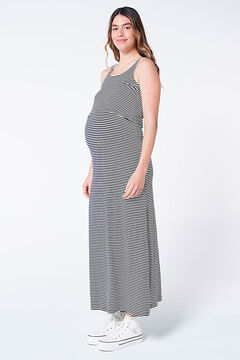 Womensecret Long striped maternity nursing dress blue