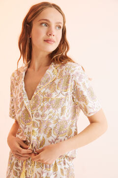 Womensecret Pyjama Hemdlook 100 % Baumwolle Capri-Hose Print mit Print