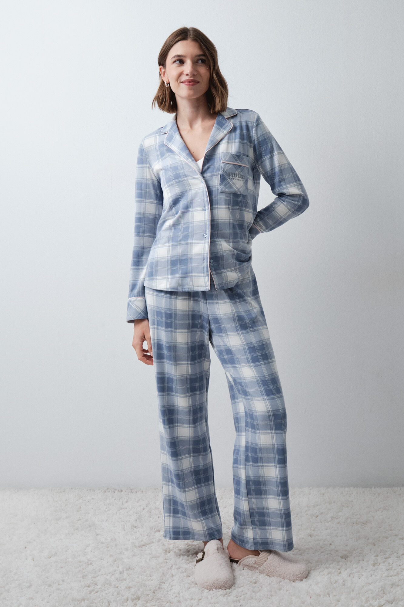 Women'secret Pyjama long chemise &agrave; carreaux