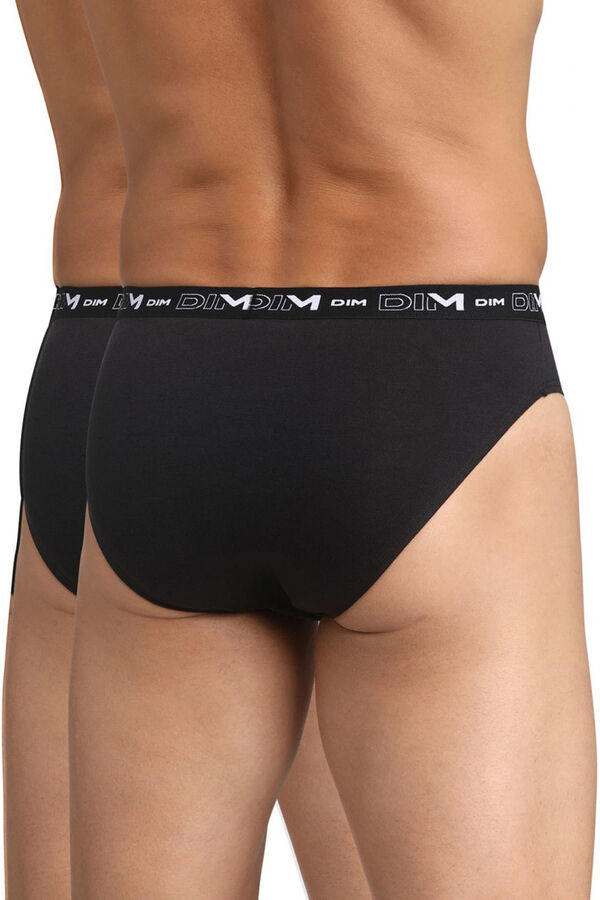 DIM Pack de 2 slips de hombre de algod&oacute;n el&aacute;stico  negro