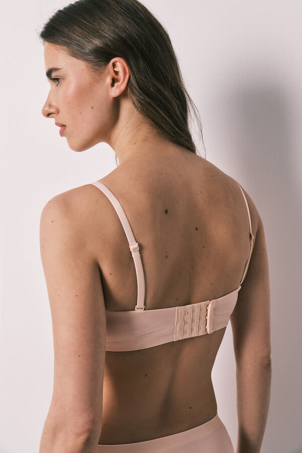 Women'secret Pink seamless strapless bra pink