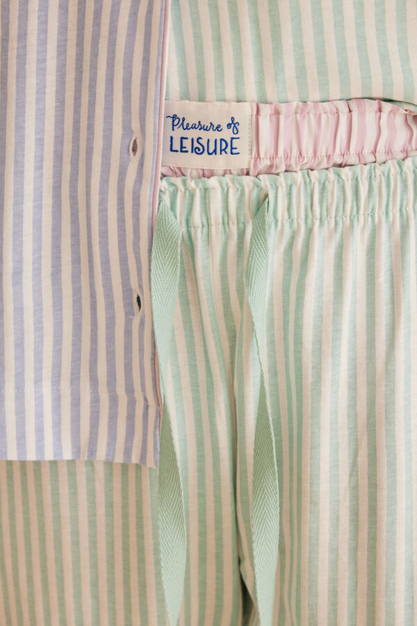 Womensecret Striped 100% cotton classic pyjamas rávasalt mintás