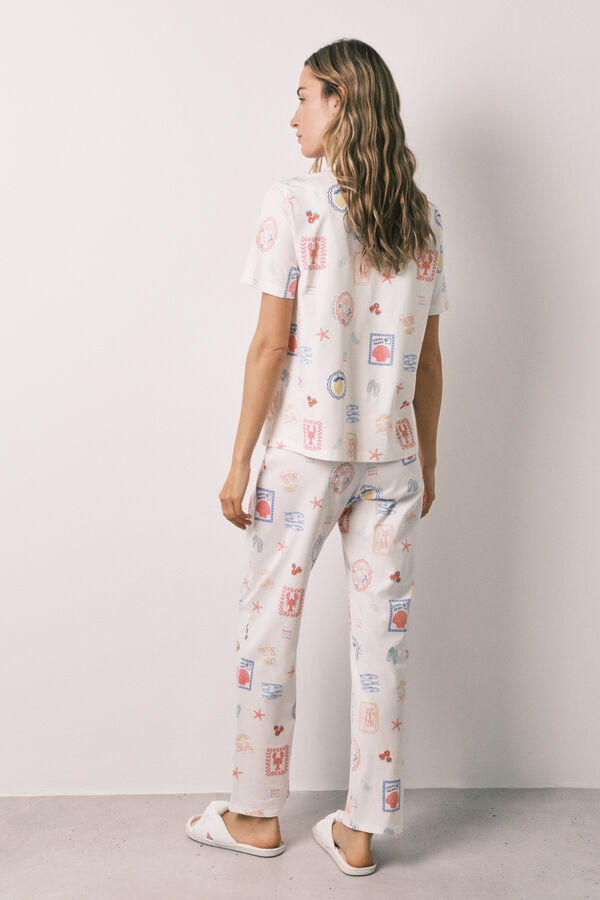 Women'secret Multicoloured print white classic long pyjamas white