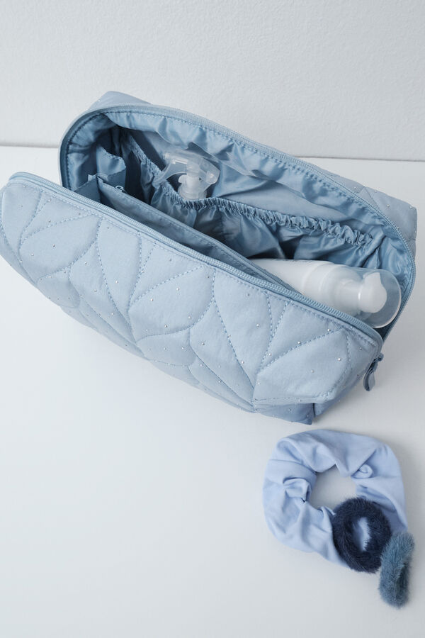 Women'secret Trousse de toilette portefeuille grande matelass&eacute;e bleue bleu