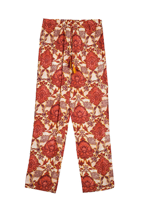 Womensecret Pijama camiseiro comprido estampado castanho