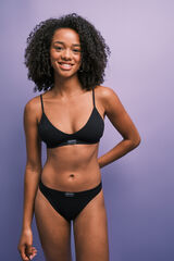 HI&BYE Black seamless ribbed logo thong black