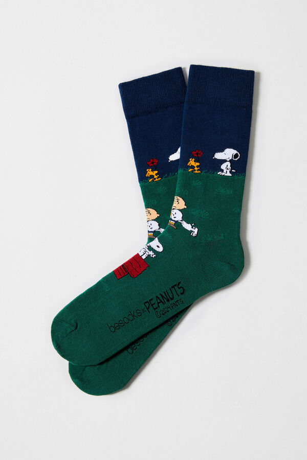 Besocks Calcetines altos Snoopy algod&oacute;n org&aacute;nico verde