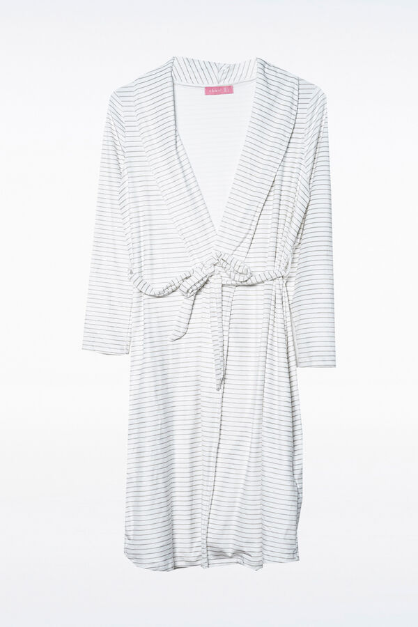 Ohma! Gestreifter Umstandsmode aus Velours Naturwei&szlig;