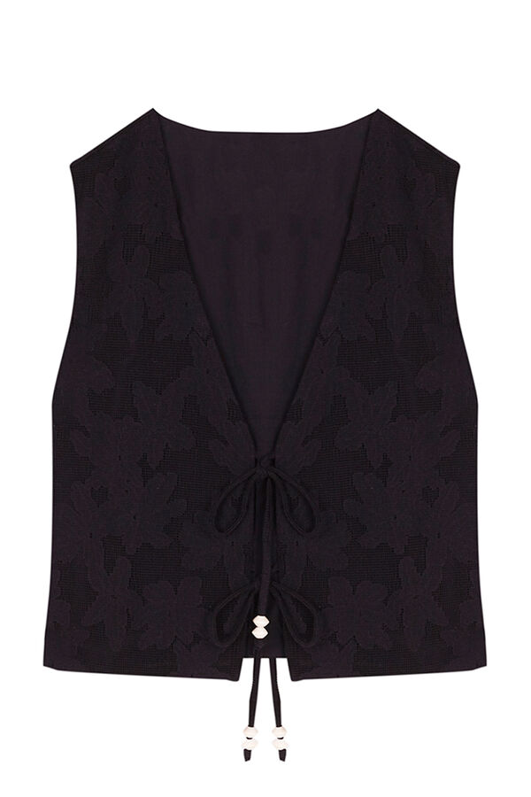Womensecret Plain/floral cropped waistcoat black
